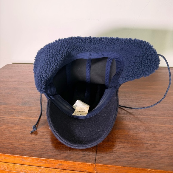 Patagonia Trapper Recycled Wool Ear Flap Baseball Winter Sherpa Tie Cap Navy L - Picture 5 of 9